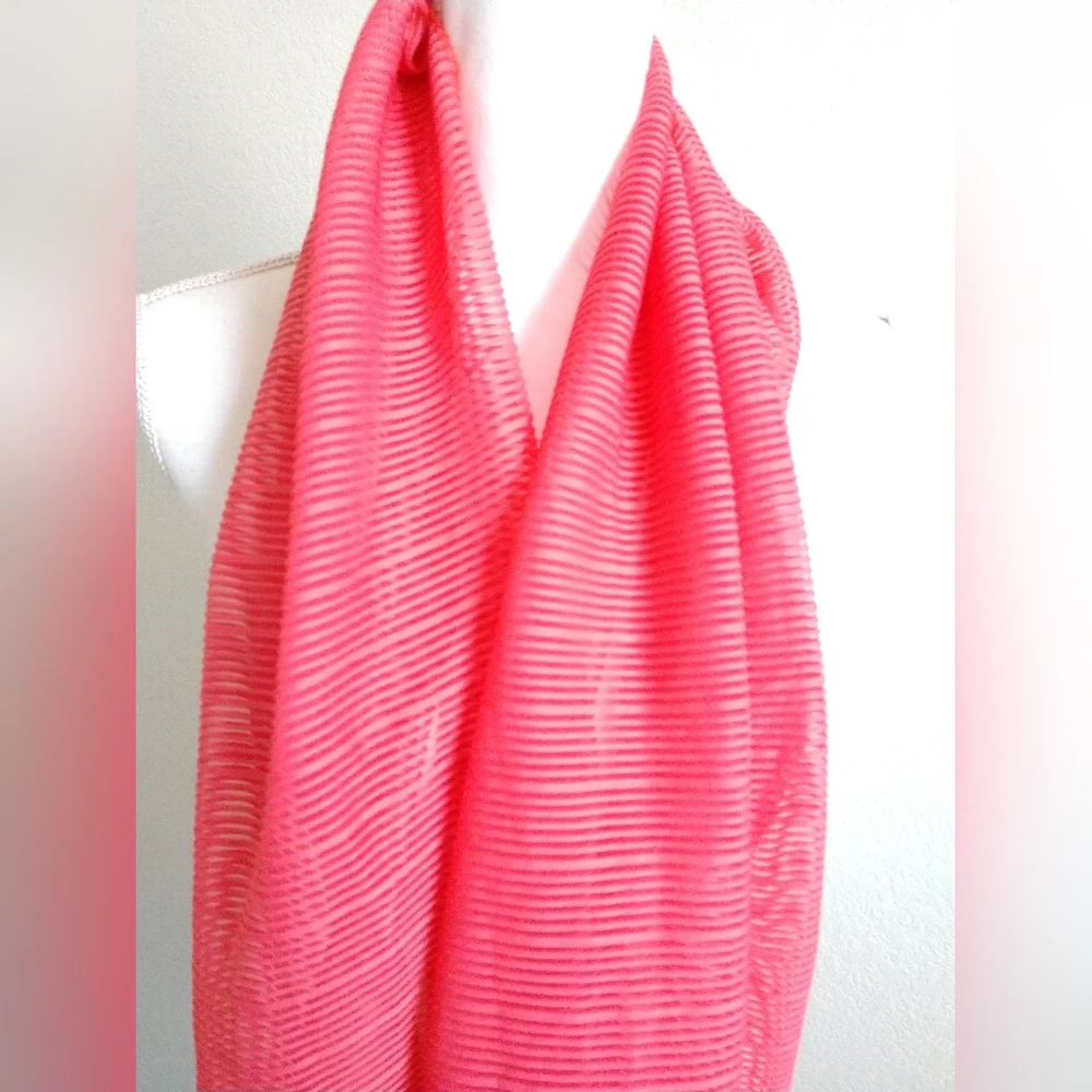 Reitman's Pretty Pink Infinity Scarf Ribbed Pleated Circle Loop Scarf